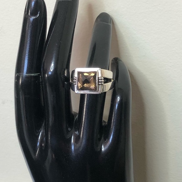 MICHAEL DAWKINS Smokey Quartz Sterling Silver Starry Night Faceted Cocktail Ring - Picture 14 of 17